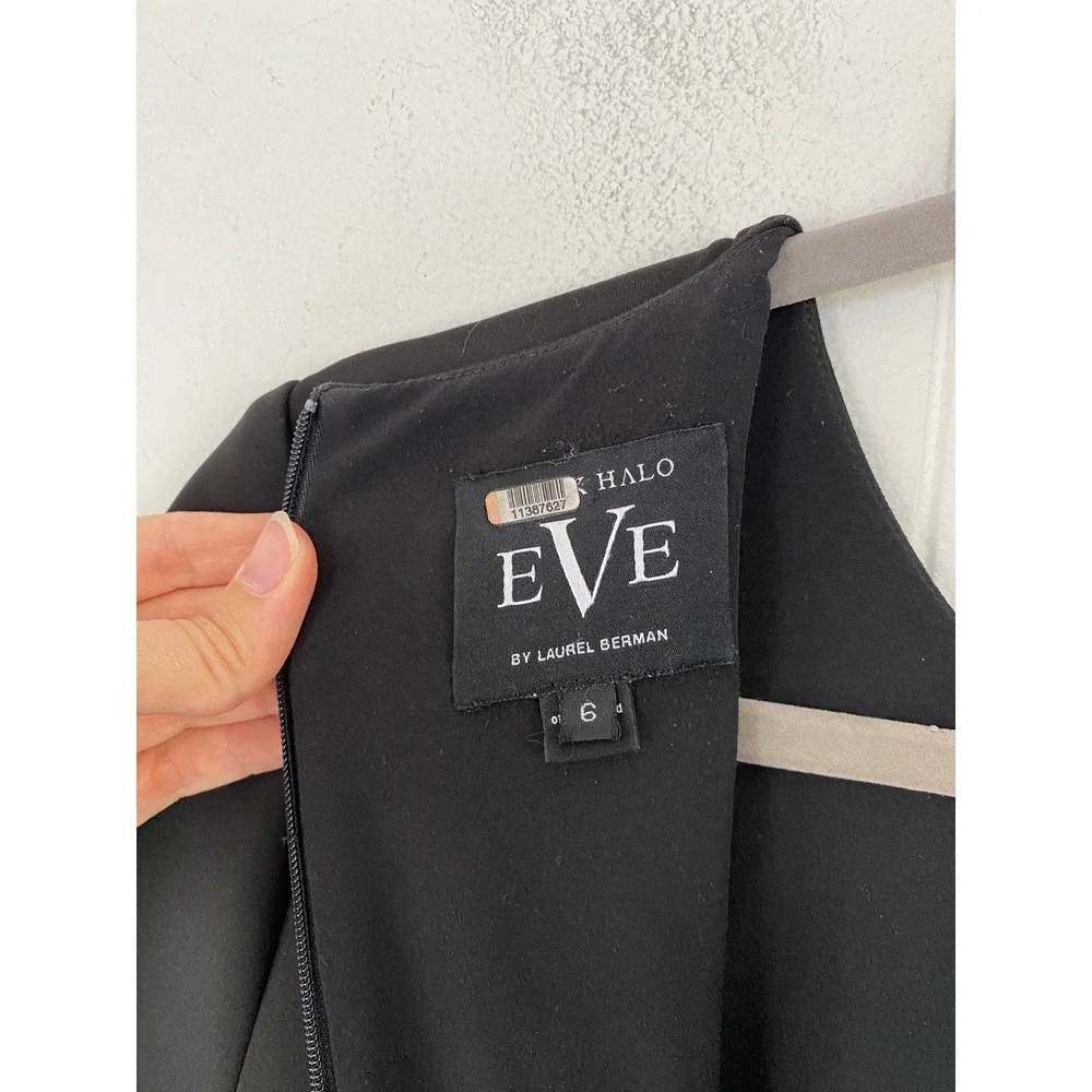 Black Halo Eve Laurel Berman Asymmetrical Peplum Jumpsuit Black Size 6